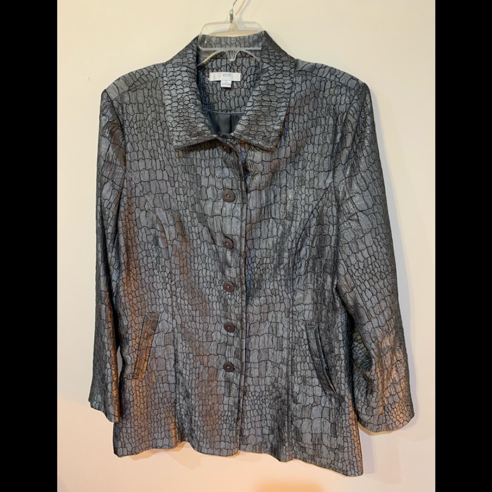 Erin Long Gray elegant jacket-Beautiful sz L A1